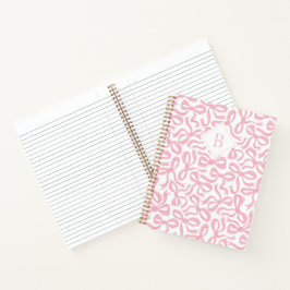 Ditsy Preppy Pink Bow Monogram Notizblock