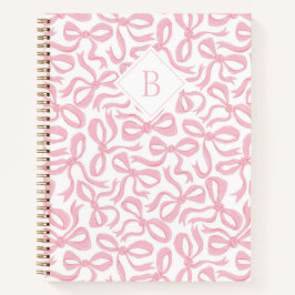 Ditsy Preppy Pink Bow Monogram Notizblock