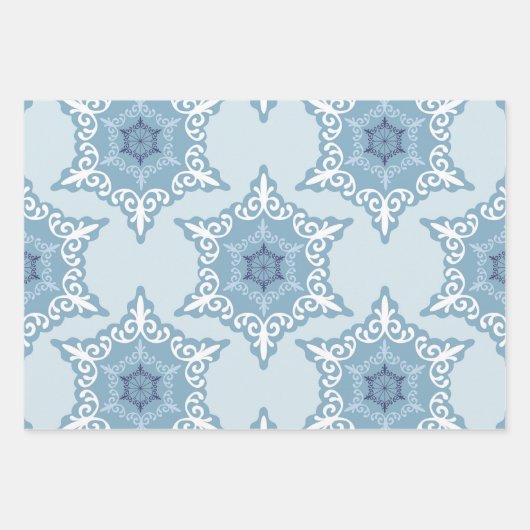 Ditsy-Schneeflocken-Muster Hintergrundtexturen Geschenkpapier Set (Vorderseite)