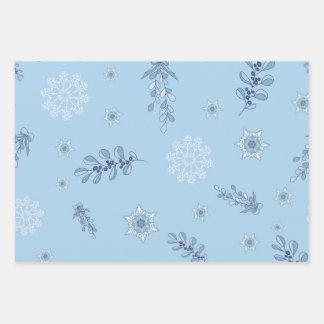Ditsy-Schneeflocken-Muster Hintergrundtexturen Geschenkpapier Set