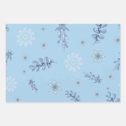 Ditsy-Schneeflocken-Muster Hintergrundtexturen Geschenkpapier Set (Vorderseite 2)