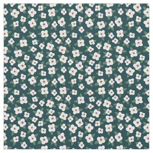 Ditsy Schwarz-Weiß-Blume Muster Stoff (Nahaufnahme)