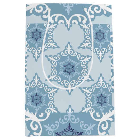 Ditsy Snowflake pattern backgrounds textures Mittlere Geschenktüte (Vorderseite)