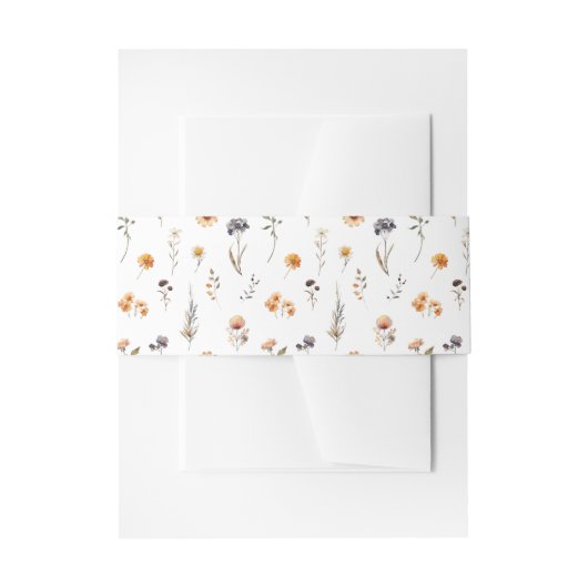 Ditsy Sunflowers & Wildblumen Hochzeit im Herbst Einladungsbanderole (Vorderseite Beispiel)