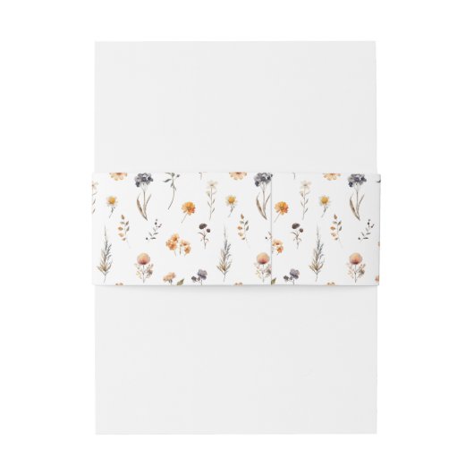 Ditsy Sunflowers & Wildblumen Hochzeit im Herbst Einladungsbanderole (Rückseitenbeispiel)