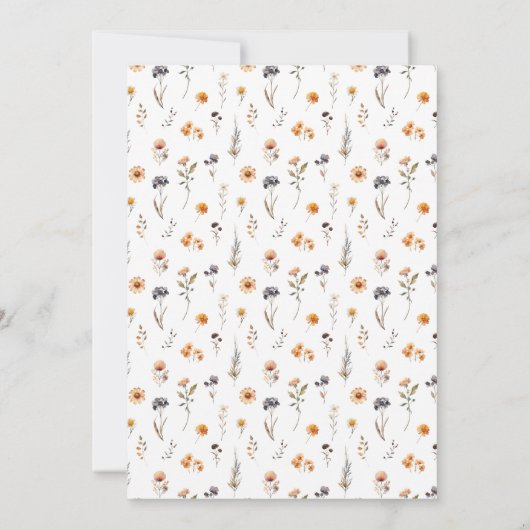 Ditsy Sunflowers & Wildflowers Fall Wedding Einladung (Rückseite)