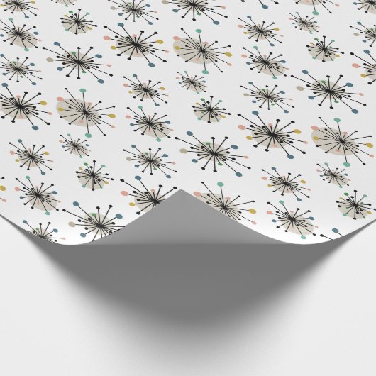 Ditzy Atomy Sternexplosion Retro Mitte Jahrhundert Geschenkpapier (Ecke)