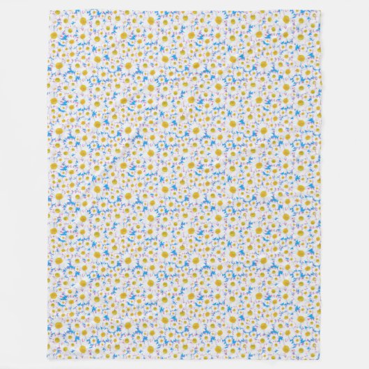 Ditzy Daisies auf Blue Custom Fleece Blanket (Vorderseite)