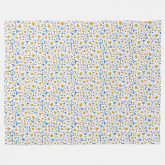 Ditzy Daisies auf Blue Custom Fleece Blanket (Vorderseite (Horizontal))