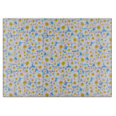Ditzy Daisis auf Blue Custom Glass Cutting Board Schneidebrett (Vorderseite)