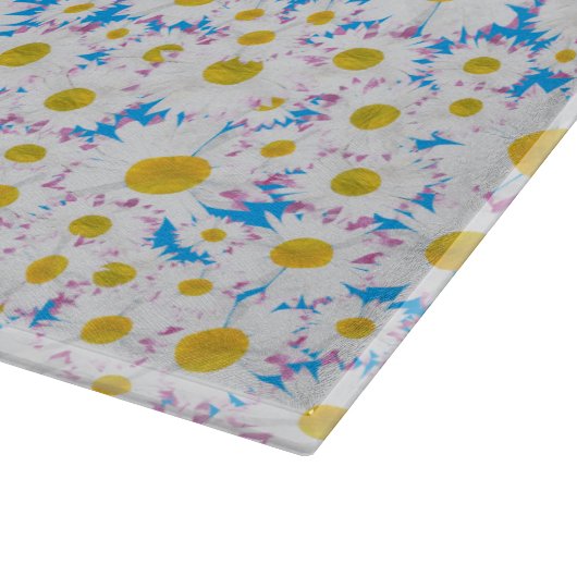 Ditzy Daisis auf Blue Custom Glass Cutting Board Schneidebrett (Ecke)