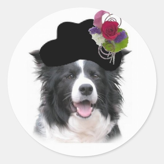 Ditzy Dogs~Border Collie Sticker~Ostern Runder Aufkleber (Vorderseite)