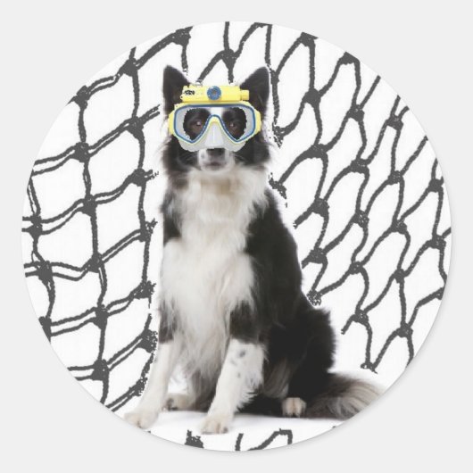 Ditzy Dogs~Original Sticker~Border Collie Runder Aufkleber (Vorderseite)