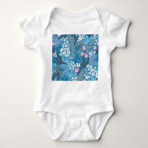Ditzy Floral: Vintages Federdesign. Baby Strampler