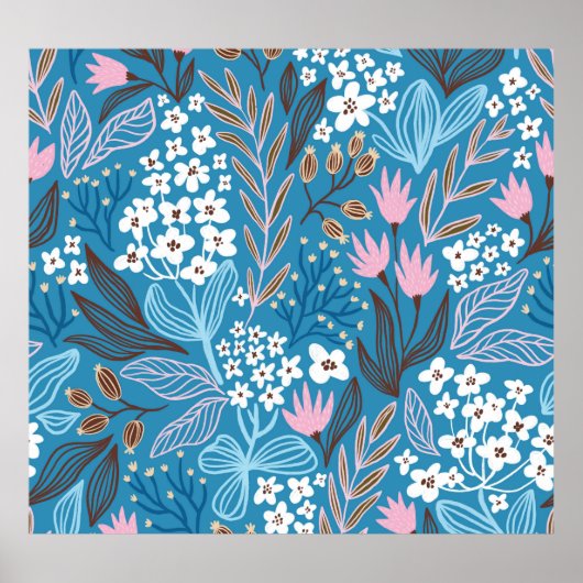 Ditzy Floral: Vintages Federdesign. Poster (Vorne)