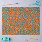 Ditzy Orange Fish on Green and Blue Tissue Paper Seidenpapier (Basteln)