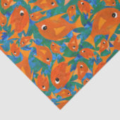Ditzy Orange Fish on Green and Blue Tissue Paper Seidenpapier (Ausschnitt)