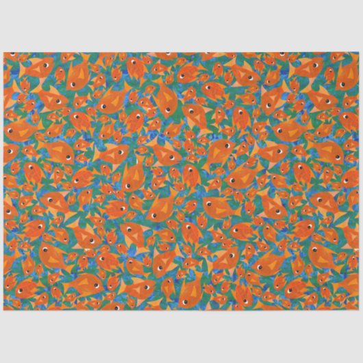 Ditzy Orange Fish on Green and Blue Tissue Paper Seidenpapier (Vorderseite)