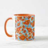 Ditzy Orange Fish on Watery Blue Ringer Tasse (Links)