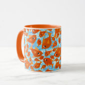 Ditzy Orange Fish on Watery Blue Ringer Tasse (Vorderseite Links)
