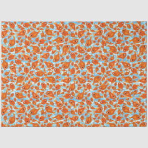 Ditzy Orange Fish on Watery Blue Tissue Paper Seidenpapier