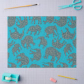 Ditzy Paisley Elephants über türkisblaues Tissue P Seidenpapier (Basteln)