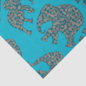 Ditzy Paisley Elephants über türkisblaues Tissue P Seidenpapier (Detail)