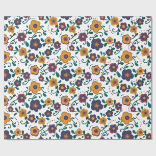 Ditzy Retro Daisy aus den 70er Jahren in Jewel Ton Geschenkpapier