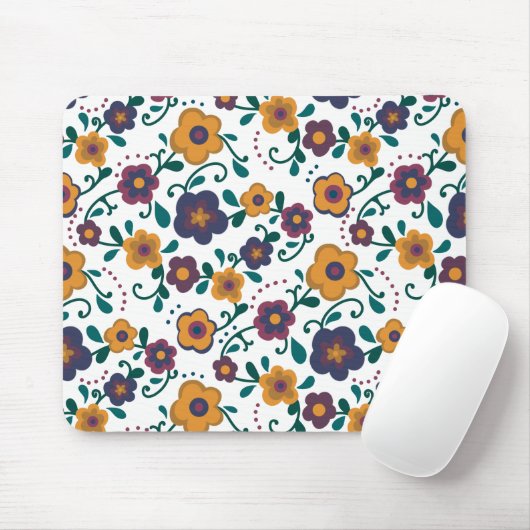 Ditzy Retro Daisy aus den 70er Jahren in Jewel Ton Mousepad (Mit Mouse)