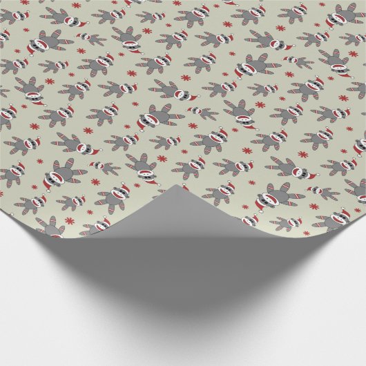 Ditzy Sock Monkey mit Weihnachtsmannmütze Weihnach Geschenkpapier (Ecke)