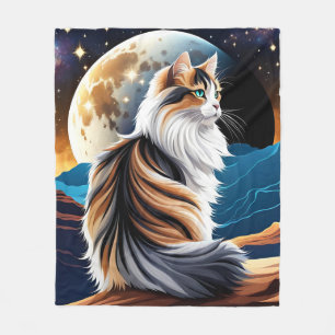 Diute Calico Cat und Wüstenmoon Fleecedecke