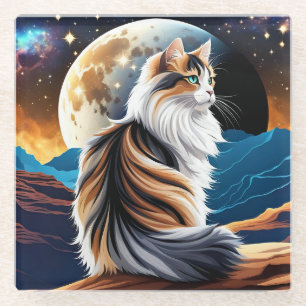 Diute Calico Cat und Wüstenmoon Glasuntersetzer