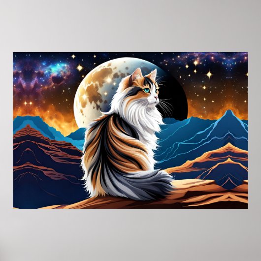 Diute Calico Cat und Wüstenmoon Poster (Vorne)