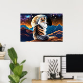 Diute Calico Cat und Wüstenmoon Poster (Heimbüro)