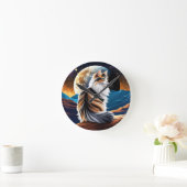 Diute Calico Cat und Wüstenmoon Runde Wanduhr (Zuhause)