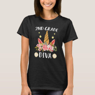 Diva 2. Klasse Erster Schultag einhorn magisch T-Shirt