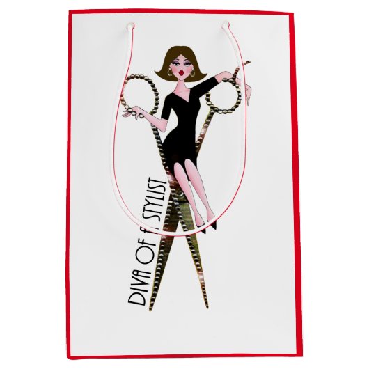 "Diva a Stylist" Mittlere Geschenktasche Geschenktüte (Vorderseite)
