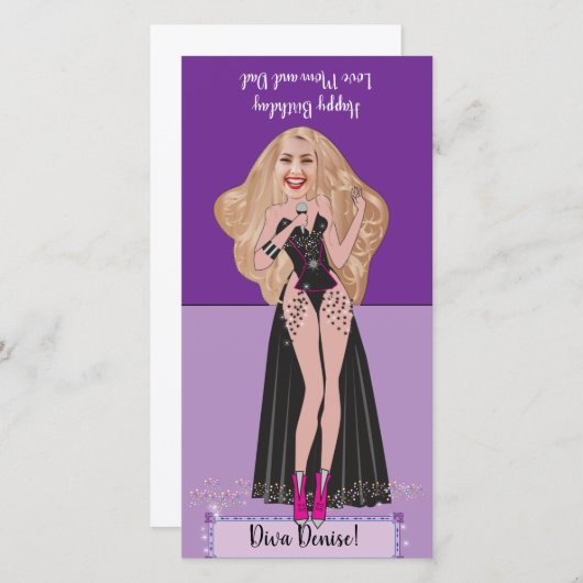 Diva Birthday DIY Pop-up Card Dankeskarte (Vorne/Hinten)