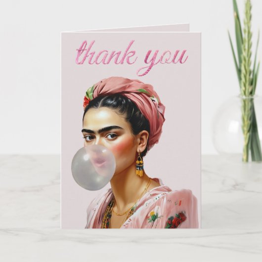 Diva bläst Kaugummi Dankeskarte (Vorderseite)