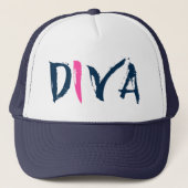 Diva-blauer u. rosa Text-Entwurf Truckerkappe (Vorderseite)