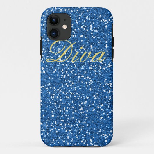 Diva Blue Imitats Glitzer Case-Mate iPhone Hülle (Rückseite)