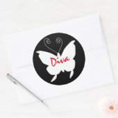 Diva Butterfly I Runder Aufkleber (Umschlag)