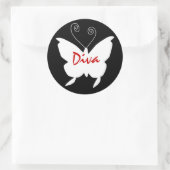 Diva Butterfly I Runder Aufkleber (Tasche)