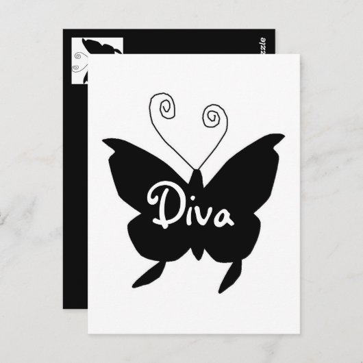 Diva Butterfly Postkarte (Vorne/Hinten)