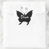 Diva Butterfly Runder Aufkleber (Tasche)