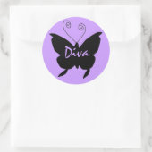 Diva Butterfly Runder Aufkleber (Tasche)