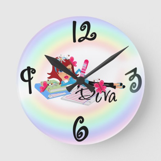 Diva - Custom Square Wall Clock Runde Wanduhr (Vorderseite)
