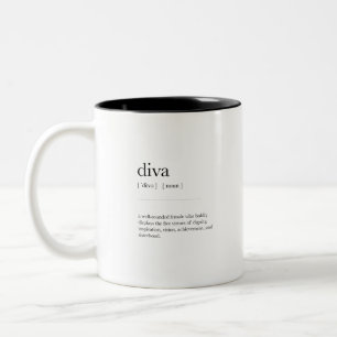 Diva Definition bedeutet Wörterbuch-Art-Dekoratio Zweifarbige Tasse