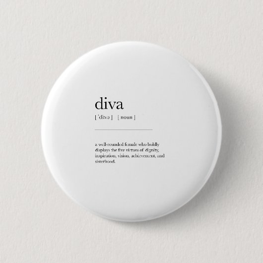 Diva Definition bedeutet Wörterbuch-Art-Dekoration Button (Vorderseite)