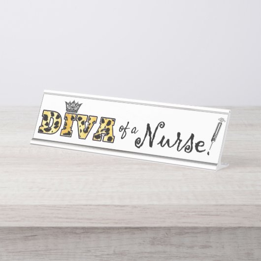 "DIVA" einer Krankenschwester!" Schreibtischnamensplakette (Vorderseite )